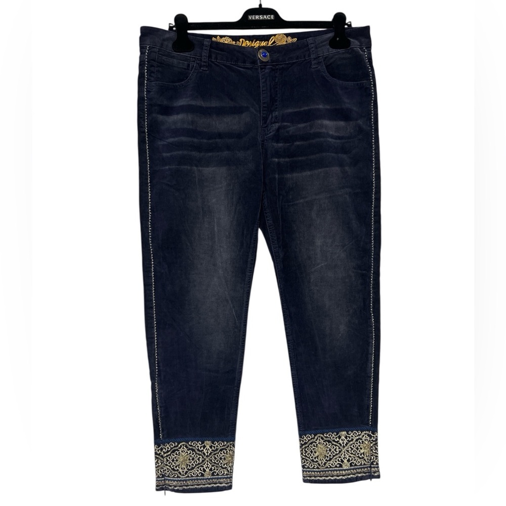 DESIGUAL Exotic Jeans Corduroy Sequins Cropped Pants